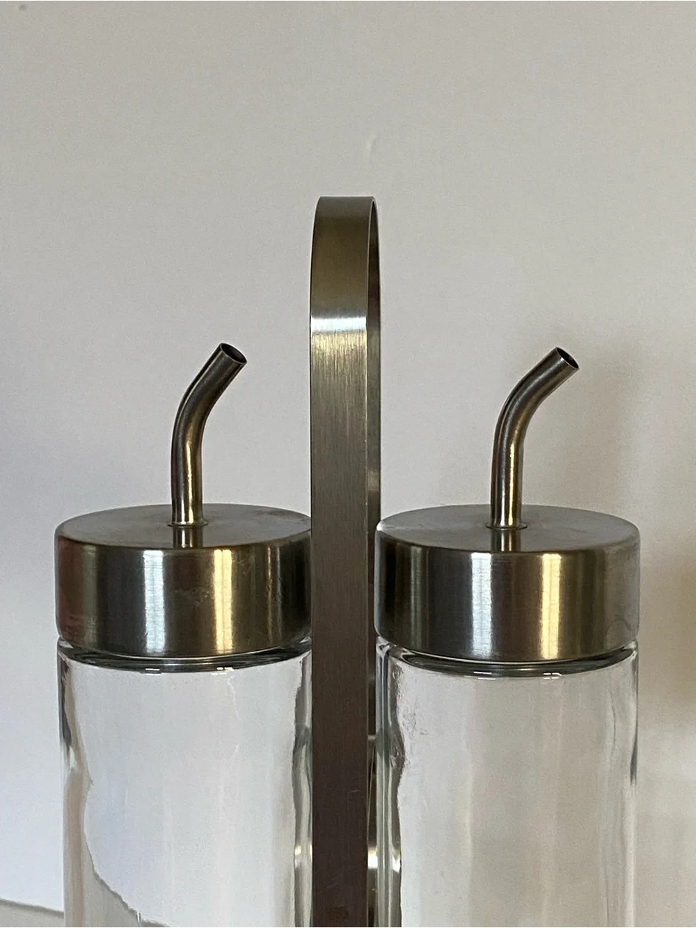 IKEA ORTFYLLD Glass Set Oil & Vinegar Cruet Stainless Steel Silver Brushed